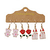 3 Pairs Easter Zinc Alloy Enamel Dangle Earrings FS-WG6F3D6-02-1