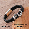 Vintage Braided PU Leather 304 Stainless Steel Bracelets with Magnetic Clasps for Men MV3469-5-1