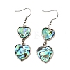 Brass Natural Abalone Shell Dangle Earrings EJEW-F388-01B-P-4
