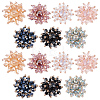 14Pcs 7 Colors Glass Cluster & Non-woven Fabrics Cabochons GLAA-FG0001-33-1