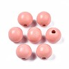 Painted Natural Wood European Beads WOOD-S049-06J-2