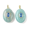 Natural Amazonite & Cubic Zirconia Pendants X-G-Z076-01G-18-1