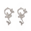 Brass Micro Pave Clear Cubic Zirconia Connector Charms KK-E068-VB072-2
