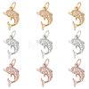 9Pcs 3 Colors Brass Micro Pave Cubic Zirconia Charms ZIRC-BBC0001-34-1