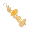Natural Amber Chip with Round Electroplate Synthetic Non-magnetic Hematite Pendants PALLOY-JF05007-4