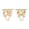 Brass Micro Pave Clear Cubic Zirconia Toggle Clasps KK-N254-162G-3