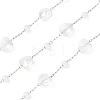 304 Stainless Steel & ABS Plastic Pearl Round Bead & Glass Heart Bead Cable Chains CHS-G048-11P-1