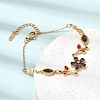304 Stainless Steel Glass Flower Leaf Link Chain Bracelets SA-CBAF6AD-15G-1