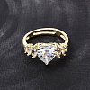 Brass Micro Pave Cubic Zirconia Cuff Open Rings CU-CBA5C10-08G-3