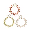 3Pcs 3 Colors Flower Seed Bead Beaded Bracelet Sets with Cherry Quartz Glass & Natural Rose Quartz & Carnelian for Women BJEW-MZ00350-2