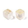Frosted Glass Beads with Golden Glitter Powder LS-DGLA-NH001-8mm-01A-2