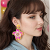 Bohemian Glass Seed Beaded & Non-woven Fabrics Dangle Stud Earrings FS-WG810D5-02-2