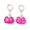 4 Pairs Crab Handmade Lampwork Enamel Leverback Earrings EJEW-TA00765-3