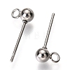 Original Color 304 Stainless Steel Ball Post Stud Earring Findings X-STAS-C018-23P-02-2