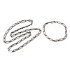 304 Stainless Steel Paperclip Chains Bracelet & Necklace Jewelry Sets SJEW-L199-15P-4