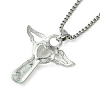 Cubic Zirconia Fairy with Heart Pendant Necklace with Box Chains NJEW-C004-01C-3