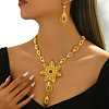 Extravagant Alloy Flower Teardrop Pendant Necklace & Dangle Earrings Sets for Women Wedding AA6460-4