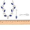 Leaf Brass Rhinestone Stud Dangle Earrings & Pendant Necklaces Set for Women SJEW-M102-03S-02-3