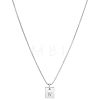 1Pc Stainless Steel Letter Rectangle Pendant Necklaces NJEW-LP0001-34W-P-1