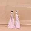 Zinc Alloy Polyester Skull Tassel Dangle Earrings FS-WG69CBD-01-1