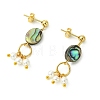 Abalone Shell/Paua Shell & Shell Pearl Beads Dangle Earrings EJEW-JE07327-6