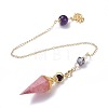 Resin Hexagonal Pointed Dowsing Pendulums(Brass Finding and Gemstone Inside) G-L521-A13-2