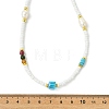 Dyed Natural Howlite Heishi Beads & Rice Natural Pearl & Glass Seed Beaded Necklaces NJEW-JN06249-04-4