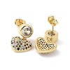 Colorful Cubic Zirconia Heart Dangle Earrings EJEW-P224-02G-2