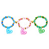 Glass Resin Magnetic Heart Friendship Stretch Bead Bracelet Sets for Women WG24CEB-01-5