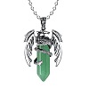 Natural Green Aventurine Bullet with Dragon Pendant Necklace with Zinc Alloy Chains PW-WG99720-02-1