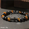 Natural Tiger Eye & Lava Rock & Black Stone Round Beads Stretch Bracelets LL8667-2