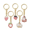 Strawberry Cat Alloy Enamel Pendant Keychain KEYC-JKC00575-1