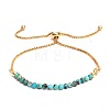 Synthetic Turquoise Faceted Round Beaded Adjustable Brass Box Chain Slider Bracelets for Women QE7421-5-1