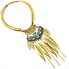 Bohemian Alloy Resin Leaf Tassel Pendant Choker Necklaces for Women WG038CD-01-1