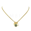 Brass Natural Paua Shell & Pearl Pendant 304 Stainless Steel Curb Chain Necklaces for Women NJEW-JN06258-04-3