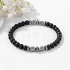 Natural Obsidian Twist Round Beaded Stretch Bracelets WG50776-02-2