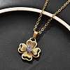 304 Stainless Steel Crystal Rhinestone Clover Pendant Necklaces for Women NJEW-Z056-03G-2