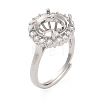 Rack Plating Round Brass Micro Pave Cubic Zirconia Adjustable Ring Components LS-KK-Q819-05P-1