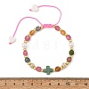 Natural Mixed Gemstone Faceted Cube Braided Bead Bracelets BJEW-JB14379-4