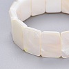 Natural White Shell Mother of Pearl Shell Stretch Bracelets BJEW-P261-C01-3