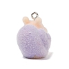 Animal Theme Flocky Opaque Resin Pendants RESI-H042-01P-14-3