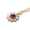 Brass Micro Pave Cubic Zirconia Flower Pendant Necklaces for Women NJEW-E106-03KCG-01-1