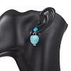 Synthetic Turquoise Heart Dangle Stud Earrings EJEW-JE06920-4