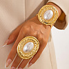 Oval Iron & Imitation Pearl Bangles & Cuff Rings Sets for Women WGBFE6E-01-2