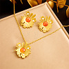 304 Stainless Steel Enamel with Plastic Pearl Pendant Necklaces & Stud Earrings FS-WG99AC9-01-1