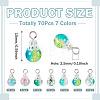 70Pcs 7 Colors Crackle Glass Pendants PALLOY-TADJ00018-3