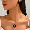 Elegant Resin Rose Pendant Necklace & Stud Earrings Set for Women DC8905-3