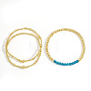 3 Pcs Birthstone Glass Imitation Quartz Brass Bead Bracelet KF1017-12-1