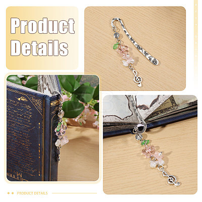 3Pcs 3 Colors Zinc Alloy Hook Bookmarks AJEW-GL0003-53-1
