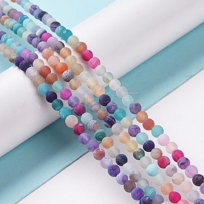 Natural Weathered Agate Beads Strands G-G589-4mm-17-1